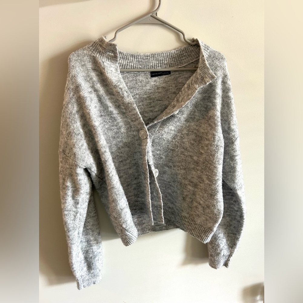 Matilda Djerf Inspired Heather Grey Button Up Cardigan